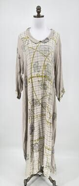 Vintage Visual Professional Art To Wear Taupe Multimedia Maxi Dress One Size